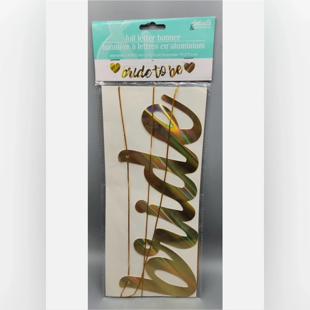 Bride To Be Banner, Gold Foil, Bachelorette Wedding Engagement Party Decor NIP